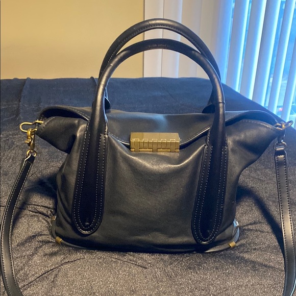 Zac Posen Handbags - Zac Posen Black and Gold Satchel with Structured Design